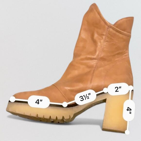 Free People Jack Zip Heel Ankle Boots Spiced Chai Tan Leather 39.5 Lug Sole - Picture 8 of 10